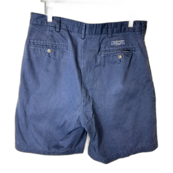 Polo Ralph Lauren Tyler Navy Double Pleated Relaxed Classic Chino Shorts Size 34 - Picture 6 of 12